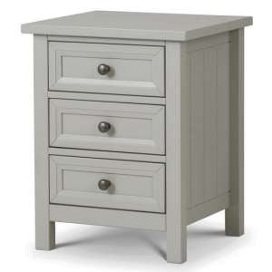 Madge Bedside Cabinet In Dove Grey Lacquer With 3 Drawers