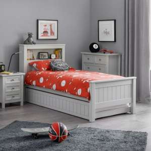 Madge Bookcase Bed With Underbed In Dove Grey Lacquer