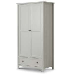 Madge Wooden Wardrobe In Dove Grey Lacquer With 2 Doors