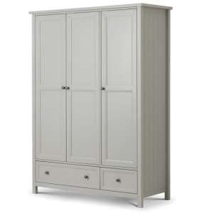 Madge Wardrobe Wide In Dove Grey Lacquer With 3 Doors