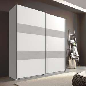 Chess Sliding Door Wooden Wardrobe In White And Light Grey