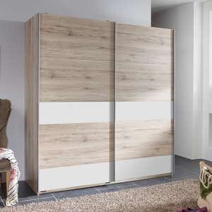 Chess Sliding Door Wide Wooden Wardrobe In San Remo Oak Effect