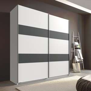 Chess Sliding Door Wide Wardrobe In White And Graphite