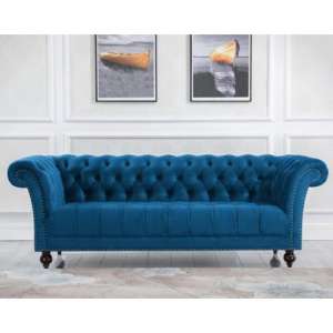 Chester Fabric 3 Seater Sofa In Midnight Blue