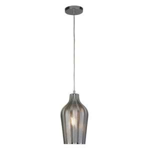 Chevron 1 Pendant Light In Chrome With Smoked Ribbed Glass