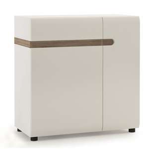 Cheya 2 Door 1 Drawer Sideboard In White Gloss And Truffle Oak