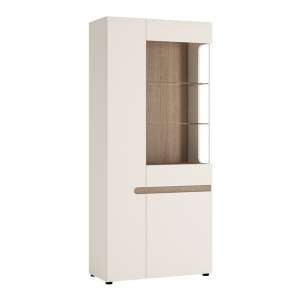 Cheya Wide Left Handed Display Unit In White Gloss And Oak