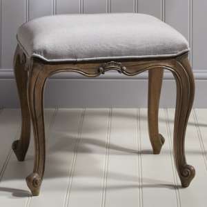 Chia Wooden Dressing Stool With Linen Seat In Weathered