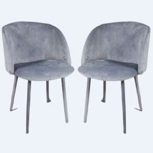 Chiba Grey Velvet Dining Chairs In A Pair