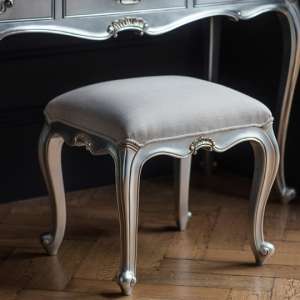 Chic Dressing Stool In Silver With Cotton Seat