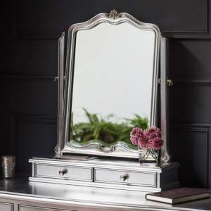 Chic Dressing Table Mirror In Silver