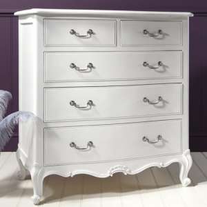 Chic Wooden Chest Of Drawers In Vanilla White