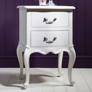 Chic Wooden Bedside Cabinet In Vanilla White With 2 Drawers