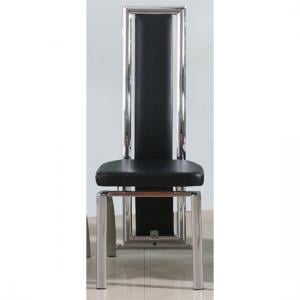 Chicago Faux Leather Dining Chair In Black With Chrome Legs
