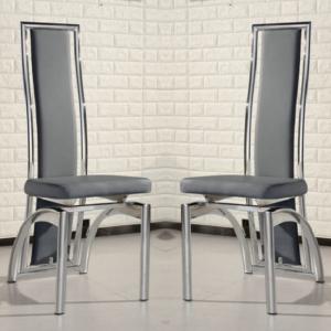 Chicago Dining Chairs In Grey Faux Leather In A Pair