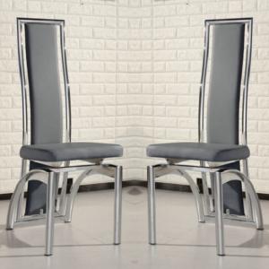 Chicago Grey Faux Leather Dining Chairs In Pair