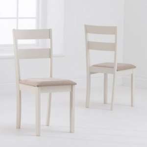 Ankila Cream Wooden Dining Chairs With Fabric Seat In A Pair