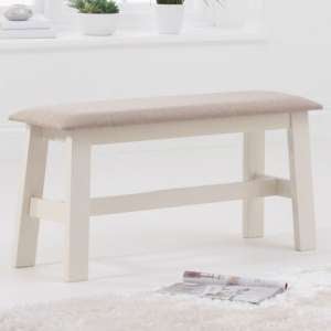 Choster Cream Small Dining Bench With Cream Fabric Seat