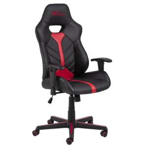 Chickasha Faux Leather Gaming Chair In Black And Red