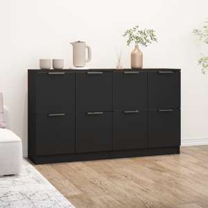 Chicory Wooden Sideboard With 4 Doors In Black