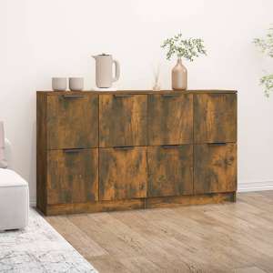 Chicory Wooden Sideboard With 4 Doors In Smoked Oak