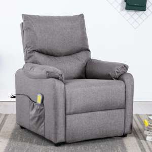 Ascott Polyester Fabric Massage Recliner Chair In Light Grey