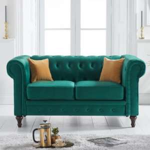 Chilloe Chesterfield Velvet 2 Seater Sofa In Green