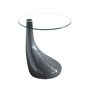 Carman Glass Lamp Table In Grey High Gloss