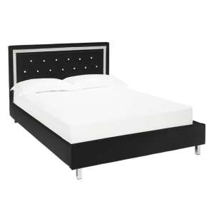 Chilwell Faux Leather Double Bed With Diamante In Black