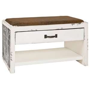 Chinle Textile Fabric Shoe Storage Bench In Lettering Motif