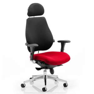 Chiro Black Back Headrest Office Chair With Bergamot Cherry Seat