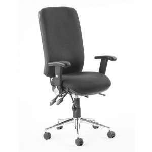Chiro Fabric High Back Office Chair In Black With Folding Arms