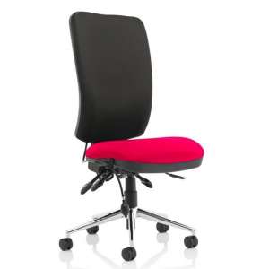 Chiro High Black Back Office Chair In Tabasco Red No Arms