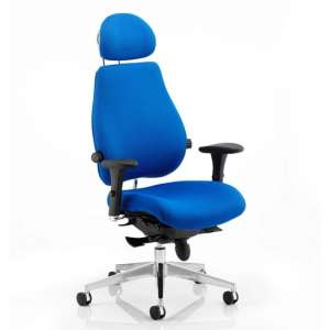 Chiro Plus Fabric Headrest Office Chair In Blue With Arms