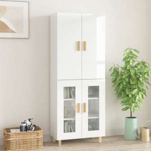 Chitt High Gloss Highboard With 4 Doors In White