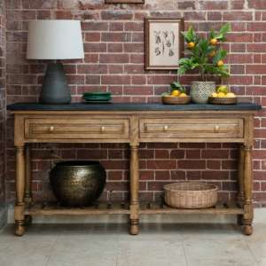 Chiwall Wooden 2 Drawers Console Table In Oak