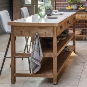 Chiwall Wooden Kitchen Island With 3 Drawers In Natural