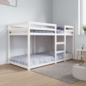 Chiyo Pine Wood Single Bunk Bed In White
