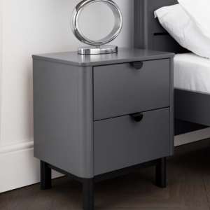 Cadhla Wooden Bedside Cabinet In Strom Grey With 2 Drawers