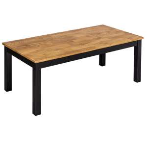 Chollerford Wooden Coffee Table In Oiled Wood With Black Frame