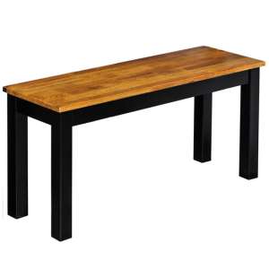 Chollerford Wooden Dining Bench In Oiled Wood With Black Frame