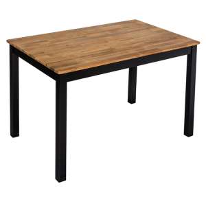 Chollerford Wooden Dining Table In Oiled Wood With Black Frame