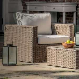 Cholsey Outdoor Armchair In Natural Rattan Weave Effect