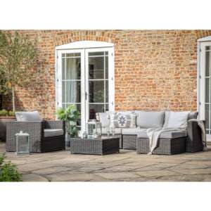 Cholsey Outdoor Corner Chaise Sofa And Chair Set In Grey