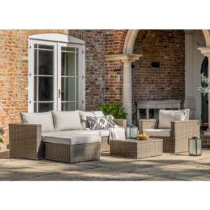 Cholsey Outdoor Corner Chaise Sofa And Chair Set In Natural
