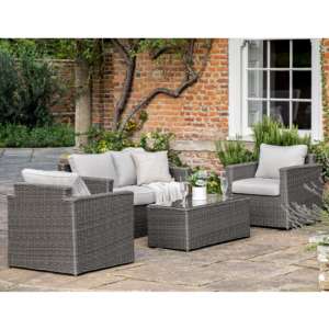 Cholsey Square Outdoor Sofa Set With Coffee Table In Grey