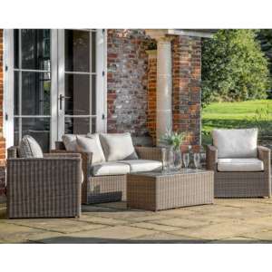 Cholsey Square Outdoor Sofa Set With Coffee Table In Natural