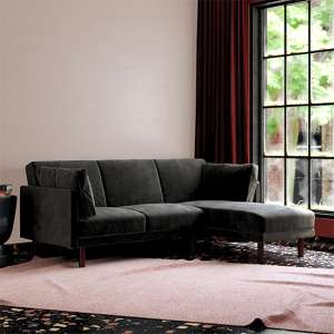 Cialle Velvet Sprung Seat Sectional Sofa Bed In Black