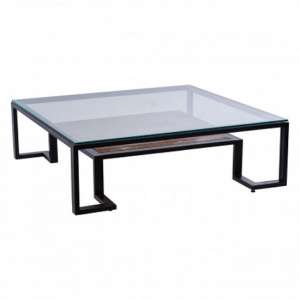 Ciao Clear Glass Top Coffee Table With Black Metal Base