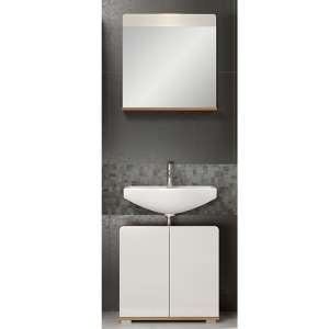 Ciara White Gloss Bathroom Furniture Set 5 In Artisan Oak